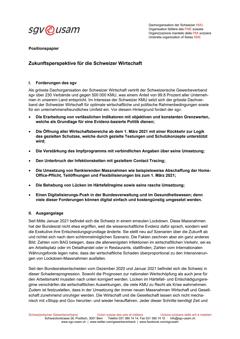  Positionspapier «Zukunftsperspektive für die Schweizer Wirtschaft»