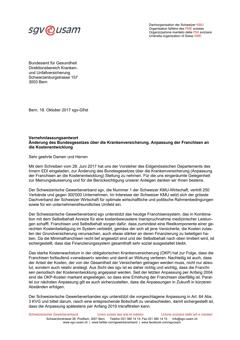 Vernehmlassungsantwort Änderung des Bundesgesetzes über die Krankenversicherung. Anpassung der Franchisen an die Kostenentwicklung