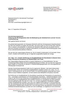  Vernehmlassungsantwort Änderung des Bundesgesetzes über die Bekämpfung der Geldwäscherei und der Terrorismusfinanzierung