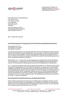  Änderung der Covid-19-Verordnung Arbeitslosenversicherung