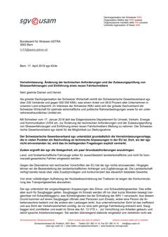  Vernehmlassung Änderung der technischen Anforderungen und der Zulassungsprüfung von Strassenfahrzeugen und Einführung eines neuen Fahrtschreibers