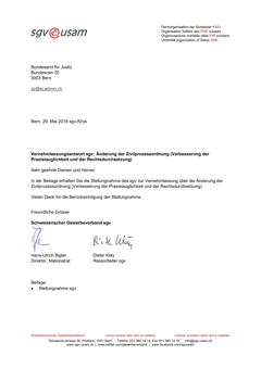  Vernehmlassungsantwort sgv: Änderung der Zivilprozessordnung (Verbesserung der Praxistauglichkeit und der Rechtsdurchsetzung)