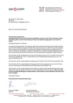  Verlängerung der Covid-19-Verordnung Zertifikate und der Covid-19-Verordnung 3 sowie Anpassung der Covid-19-Verordnung 3 (Tarife und Abrechnungssystem von Covid-19-Tests)