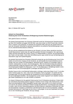  Antwort zur Konsultation: Änderung des Covid-19-Gesetzes (Verlängerung einzelner Bestimmungen)