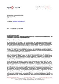  Vernehmlassungsantwort Änderung der Verordnung über die Invalidenversicherung (IVV) – Invaliditätsbemessung für teilerwerbstätige Versicherte (gemischte Methode)