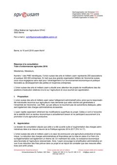  Réponse à la consultation Train d’ordonnances agricoles 2016