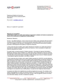 Réponse à la consultation Arrêté fédéral relatif à un crédit-cadre destiné à augmenter la dotation du fonds de roulement en faveur de la construction de logements d’utilité publique