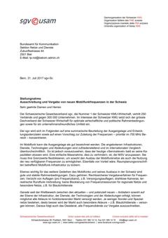  Stellungnahme Ausschreibung und Vergabe von neuen Mobilfunkfrequenzen in der Schweiz