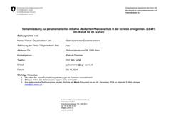  Vernehmlassung zur parlamentarischen Initiative «Modernen Pflanzenschutz in der Schweiz ermöglichen» (22.441) (09.09.2024 bis 09.12.2024)