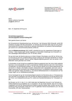  Vernehmlassungsantwort Verordnungspaket Umwelt Frühling 2017