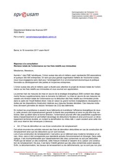  Réponse à la consultation Révision totale de l'ordonnance sur les frais relatifs aux immeubles