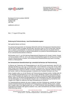  Änderung der Postverordnung - neue Erreichbarkeitsvorgaben