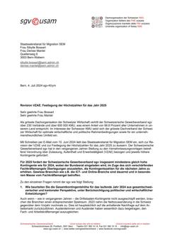  Stellungnahme Revision VZAE: Festlegung der Höchstzahlen für das Jahr 2025