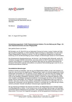  19.401 Parlamentarische Initiative. Für eine Stärkung der Pflege – für mehr Patientensicherheit und mehr Pflegequalität